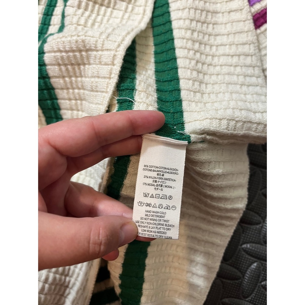 FREE PEOPLE Gidget Sweater Dress Womens Multi Striped Ribbed Knit V-Neck Medium - Picture 5 of 10